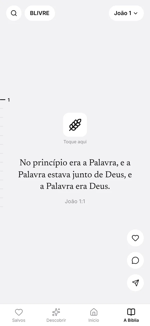 Tela do Maná com João 1:1 e os botões de amém, nota e compartilhar
